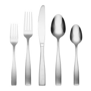 Madison Satin 62 Piece Flatware Set with Wood Tray