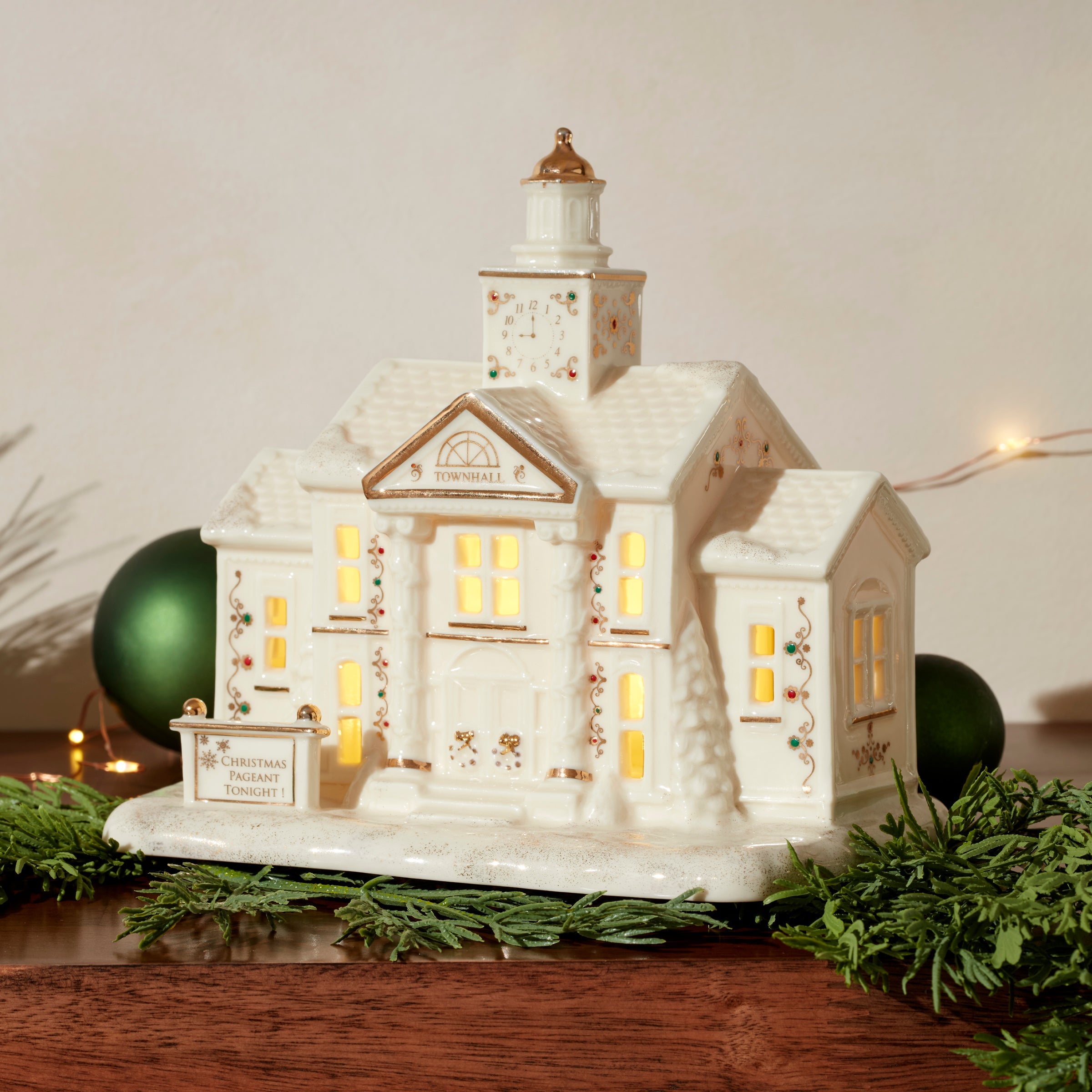 Mistletoe Park Town Hall Lit Figurine - Image 3
