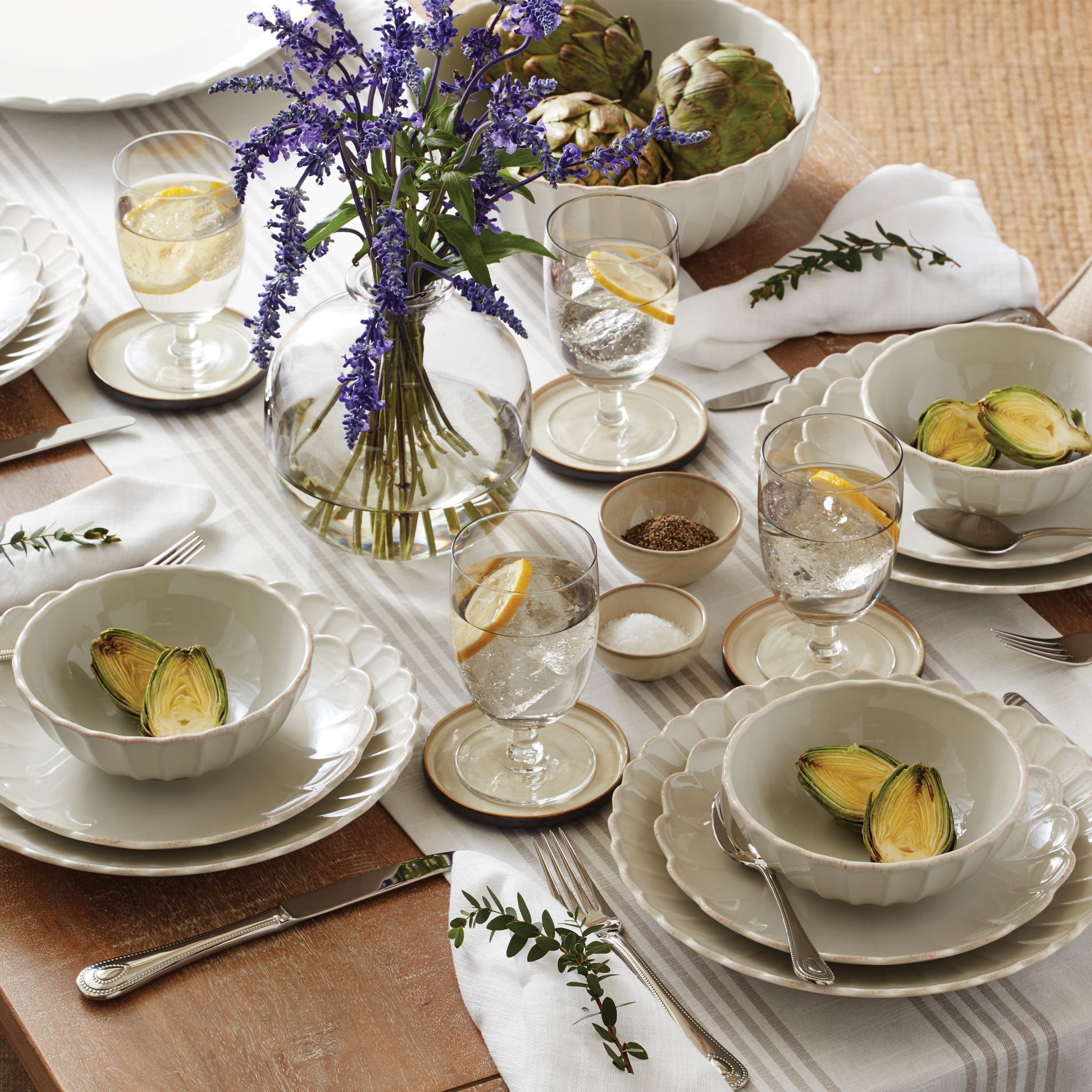 French Perle Scallop Dinner Plates - Set of 4 - Image 12