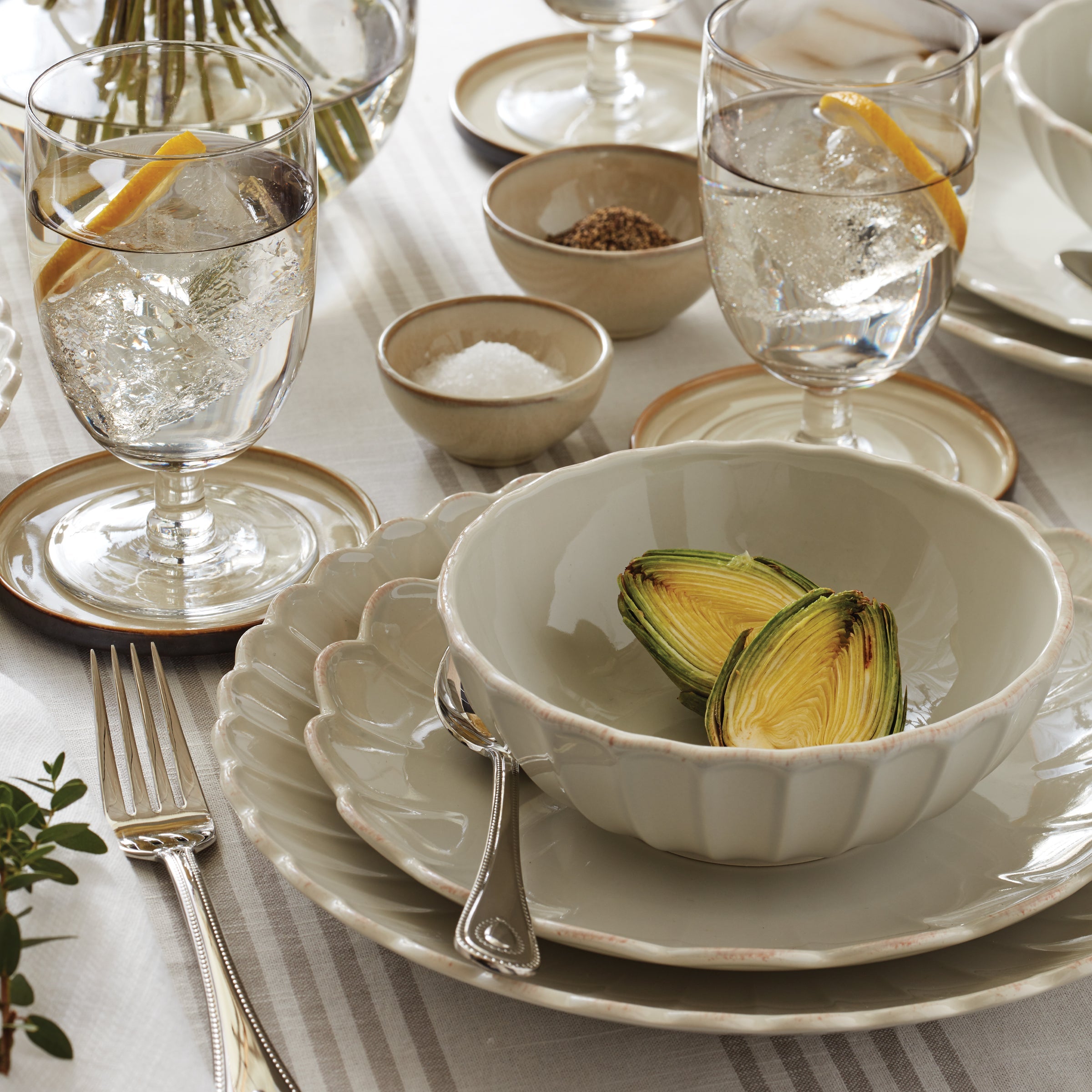 French Perle Scallop Dinner Plates - Set of 4 - Image 13