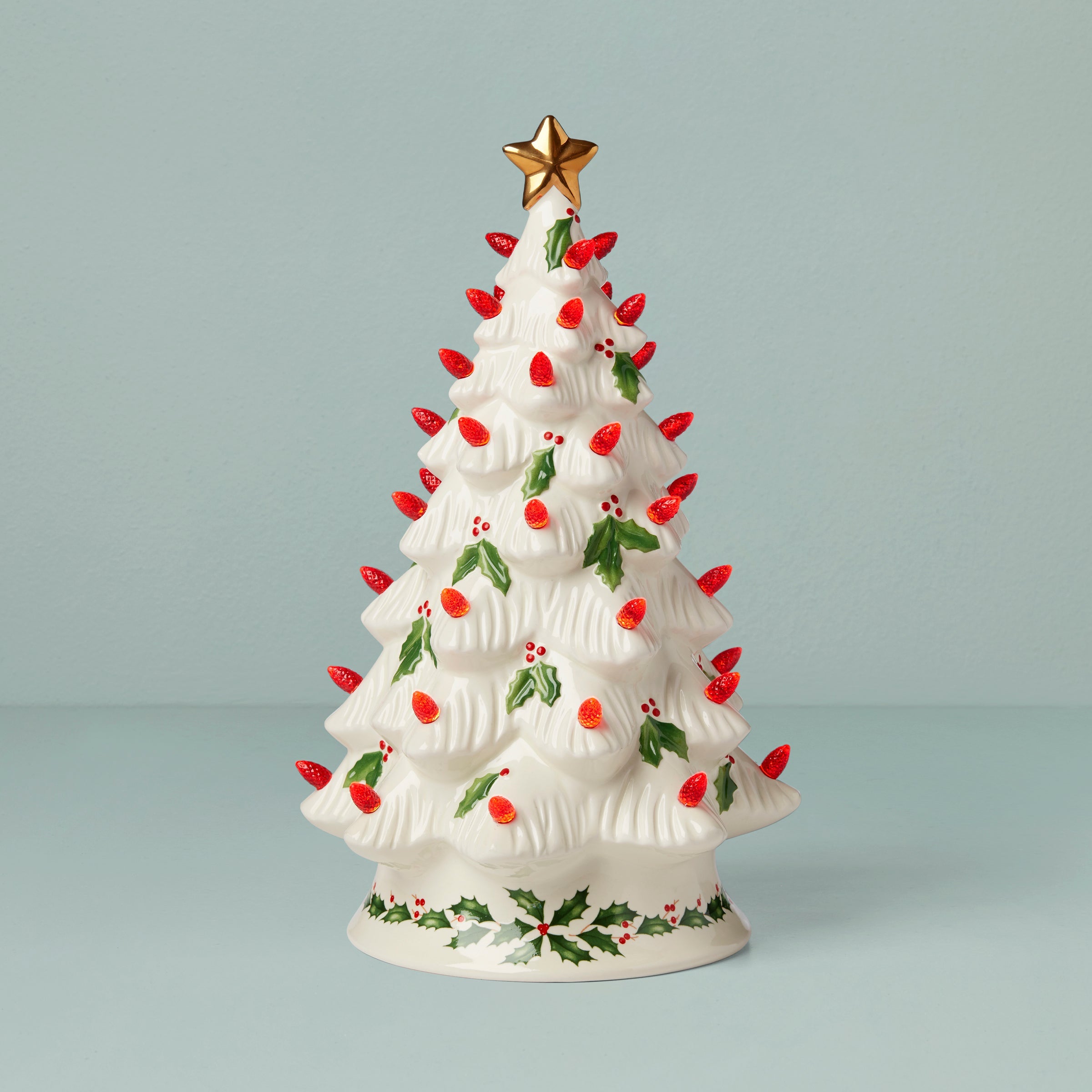 Treasured Traditions Red Bulbs Lit Tree