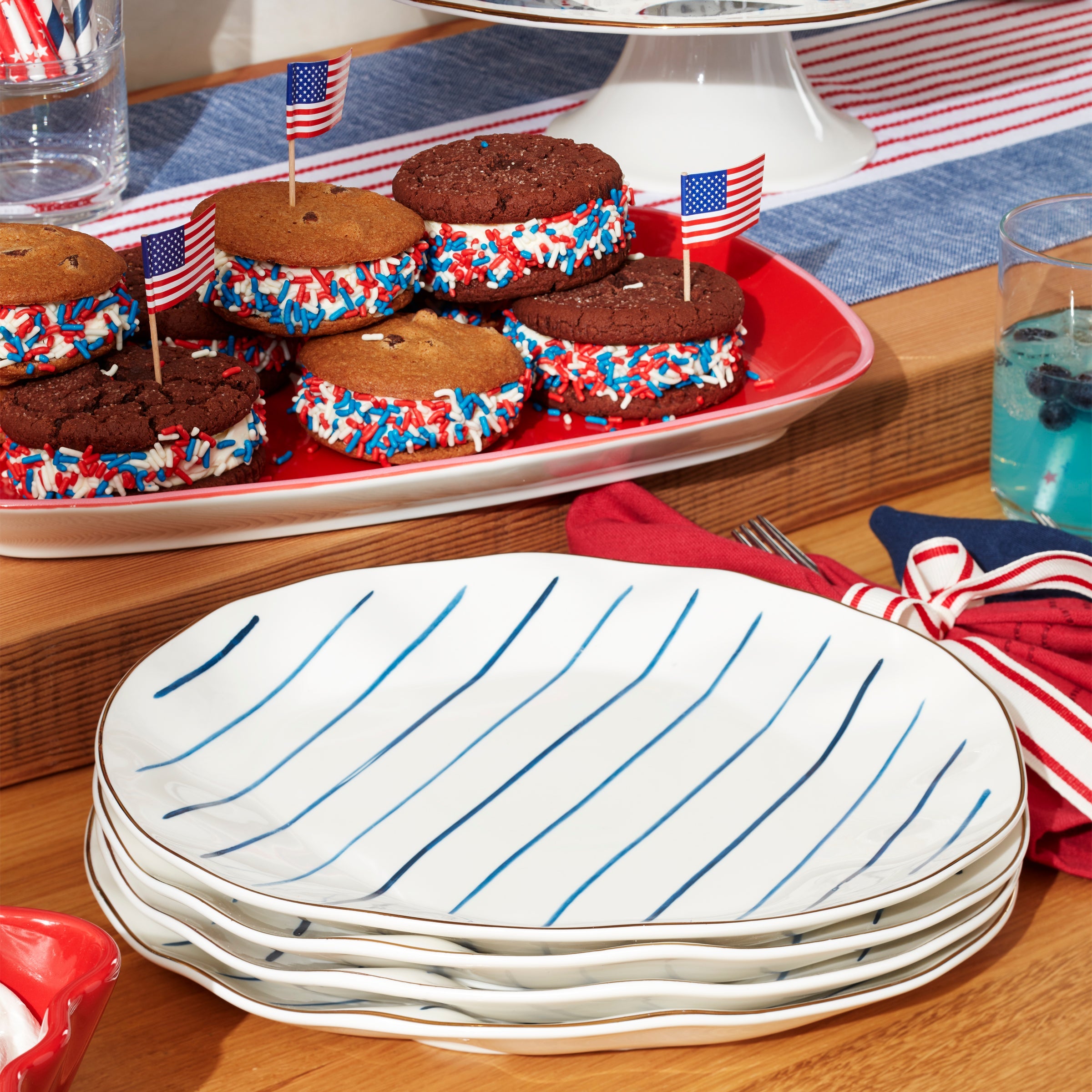 Blue Bay Stripes Dinner Plates - Set of 4 - Image 2