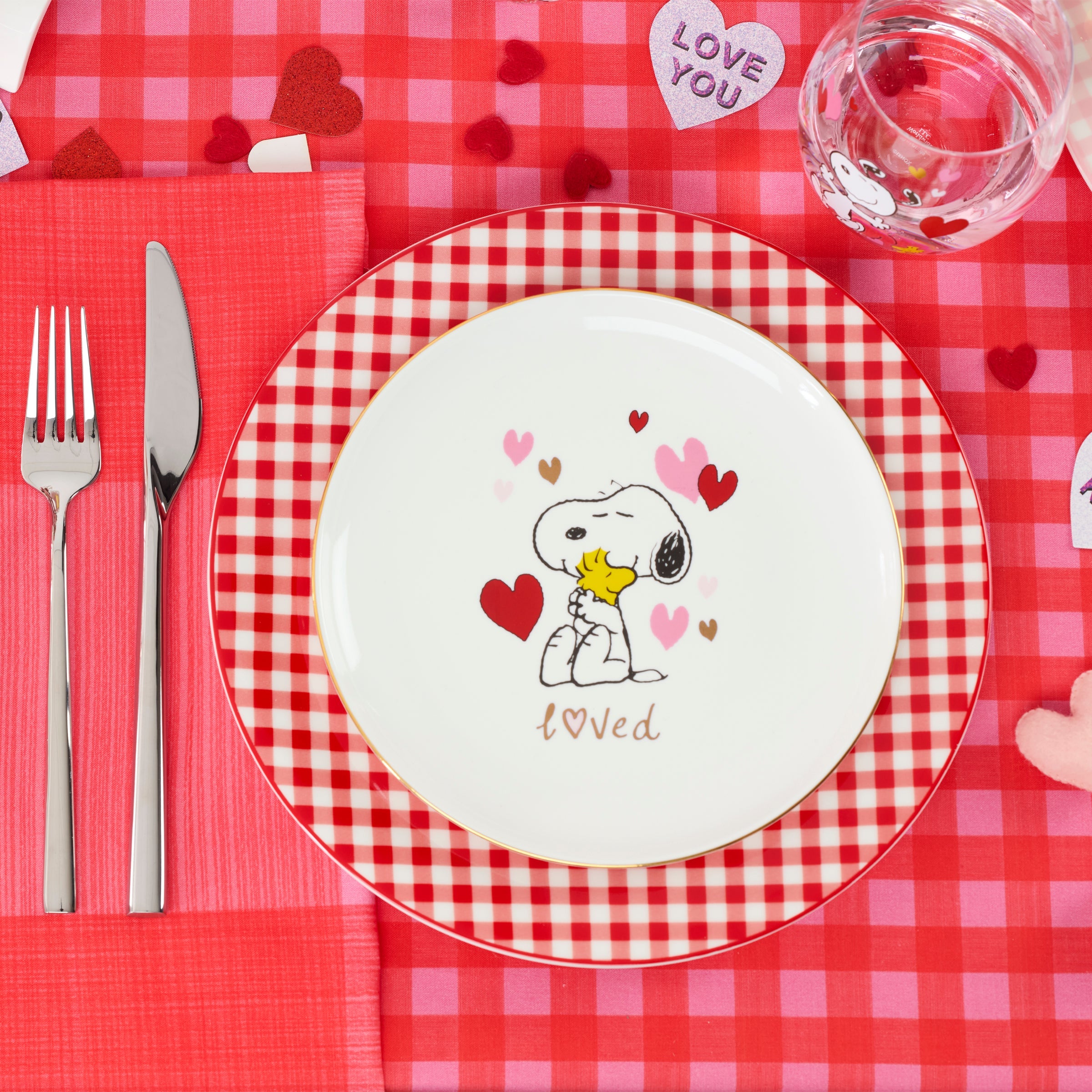 Gingham Red Dinner Plates - Set of 4 - Image 5