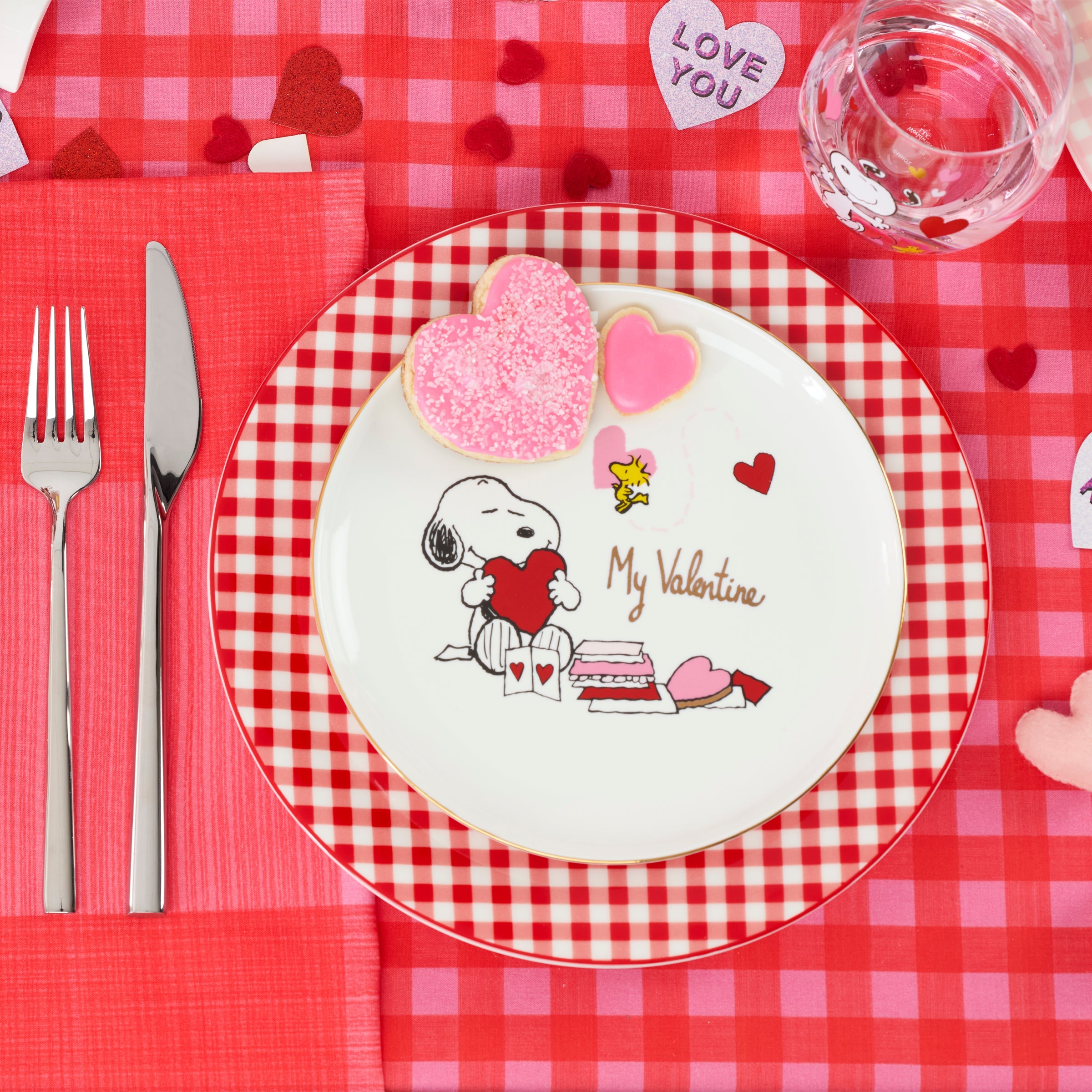 Gingham Red Dinner Plates - Set of 4 - Image 6