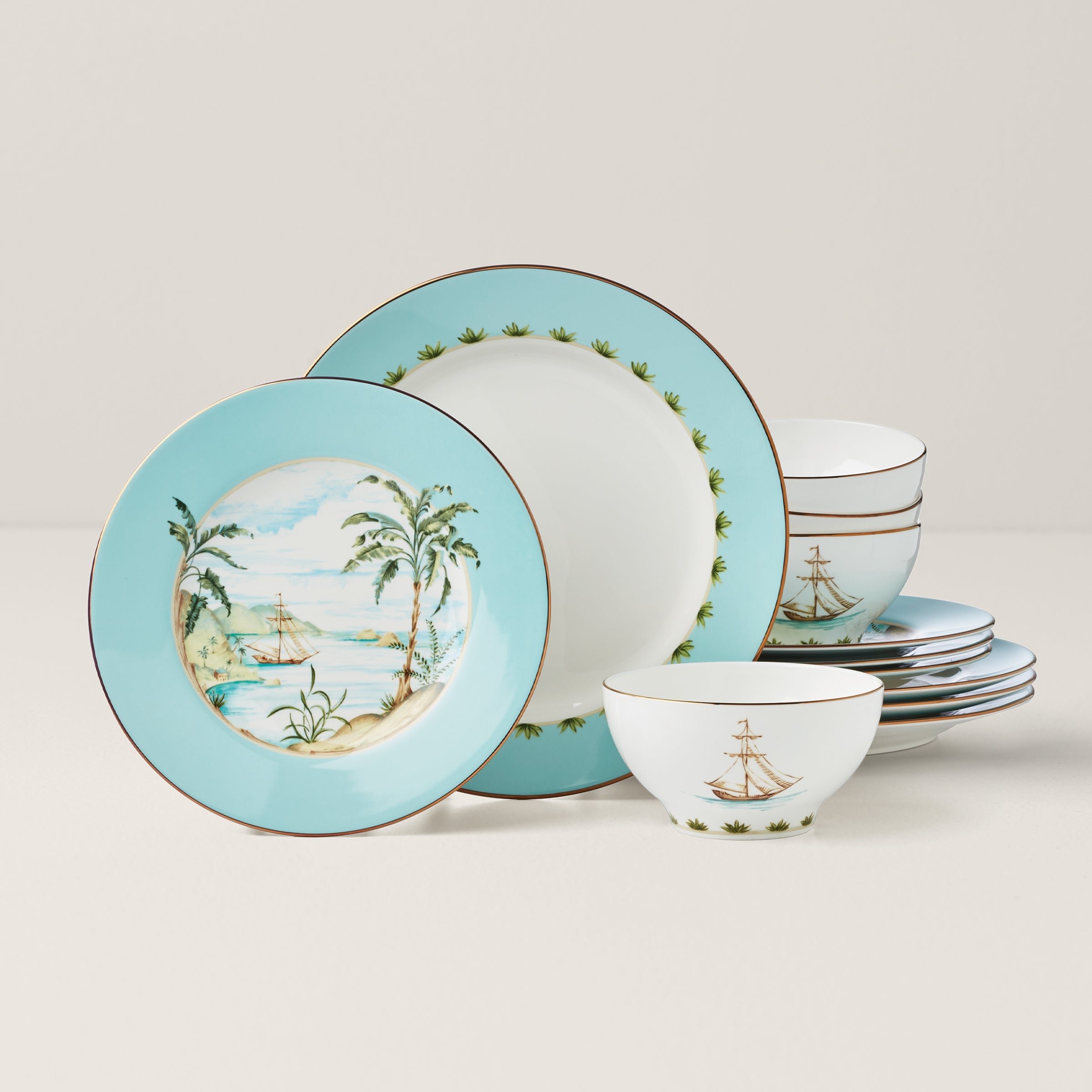 British Colonial Tradewind 12-Piece Dinnerware Set