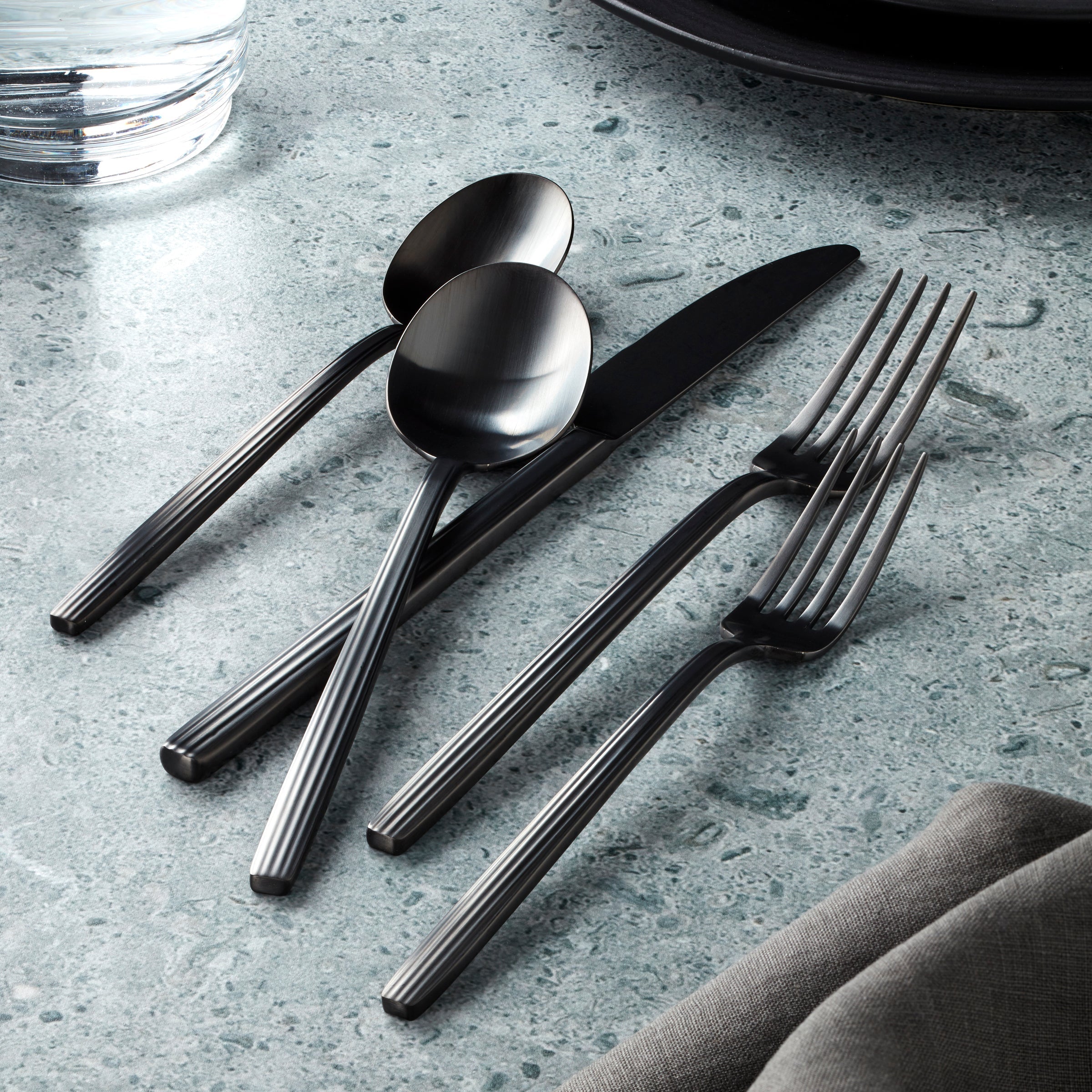 Dean Black Satin 20 Piece Flatware Set - Image 4