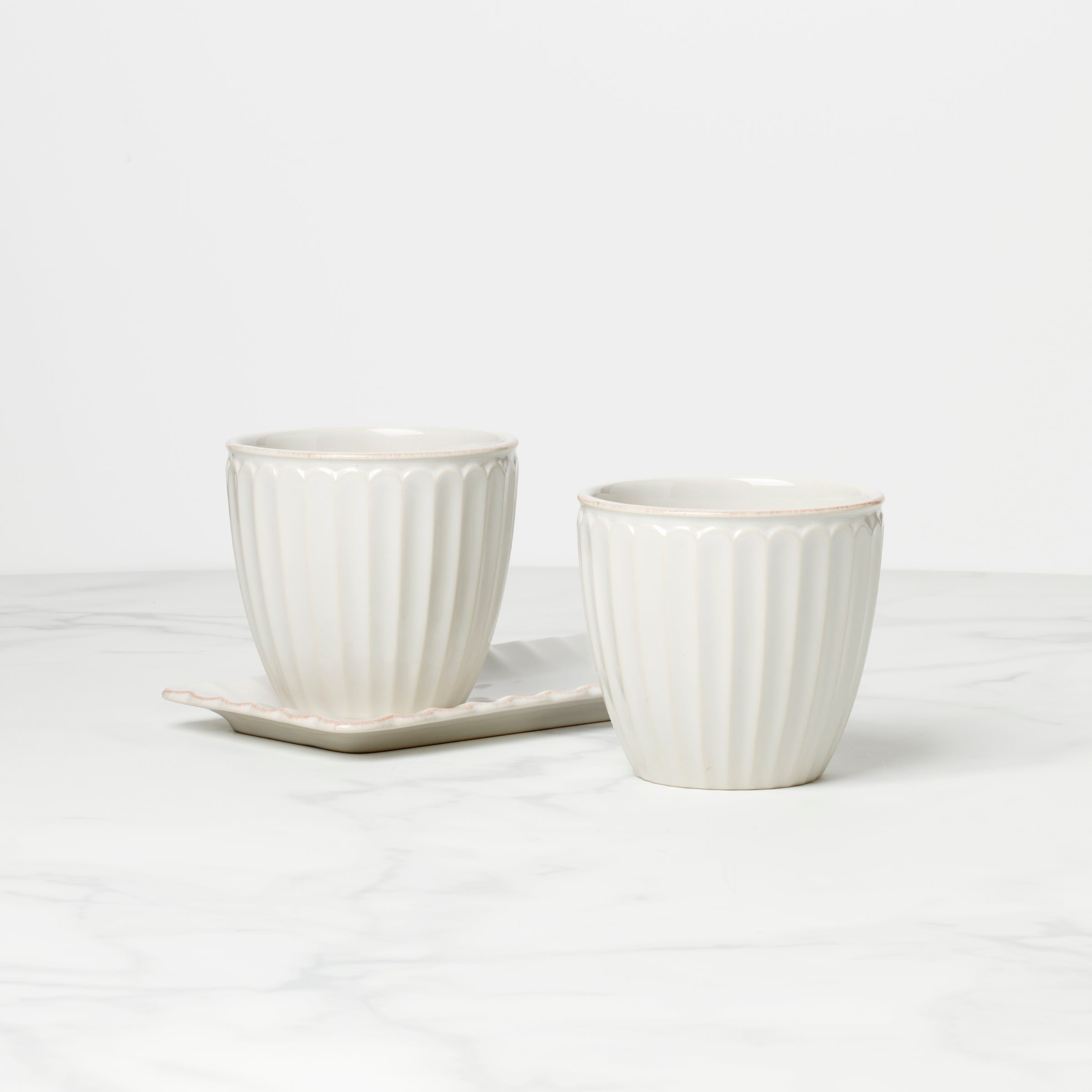 French Perle Scallop 3-Piece Herb Pot Set - Image 2