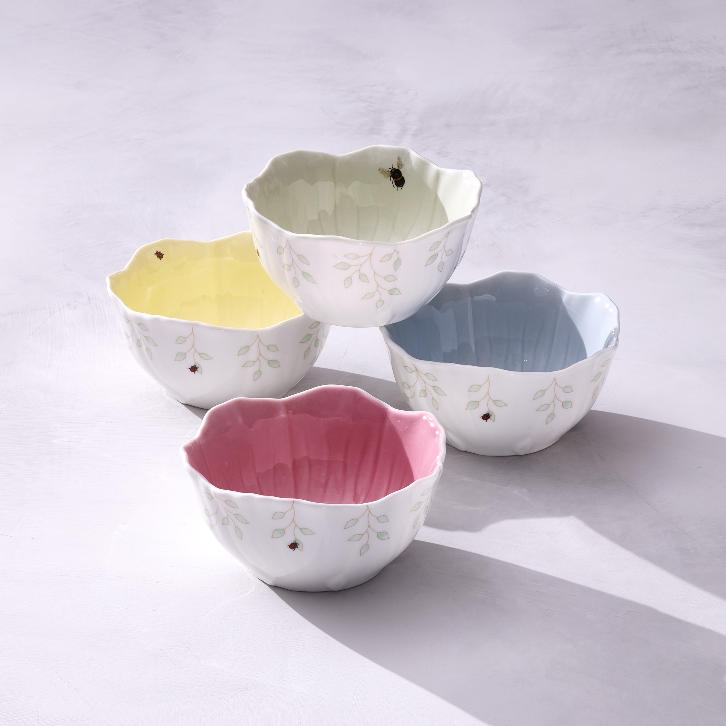 Butterfly Meadow Floral Blue Dessert Bowls - Set of 4 - Image 3