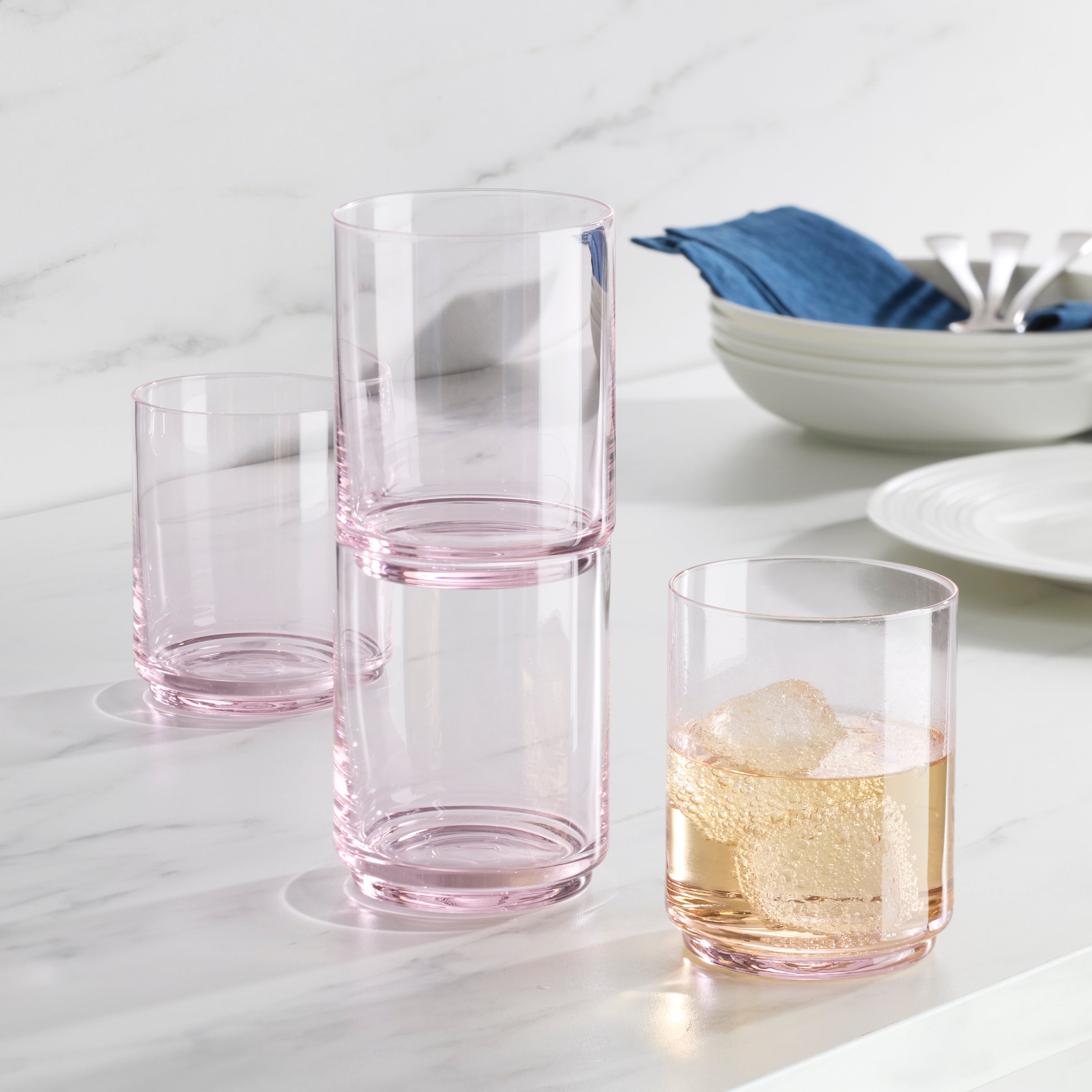 Tuscany Stackable Blush Tall Glasses - Set Of 4 - Image 3