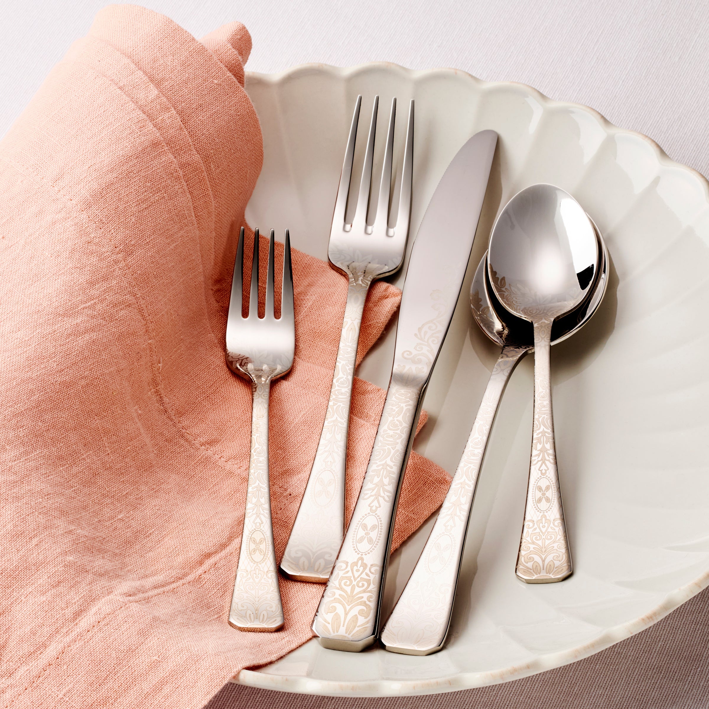 Floral Etch 5 Piece Place Setting - Image 2