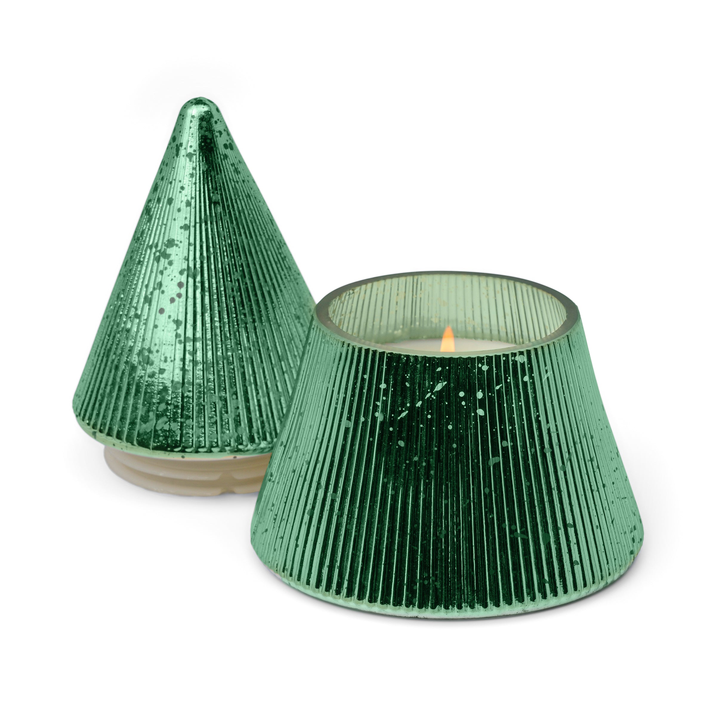 Green Mercury Glass 7-oz Soy Wax Tree Candle. Cypress & Fir - Image 2