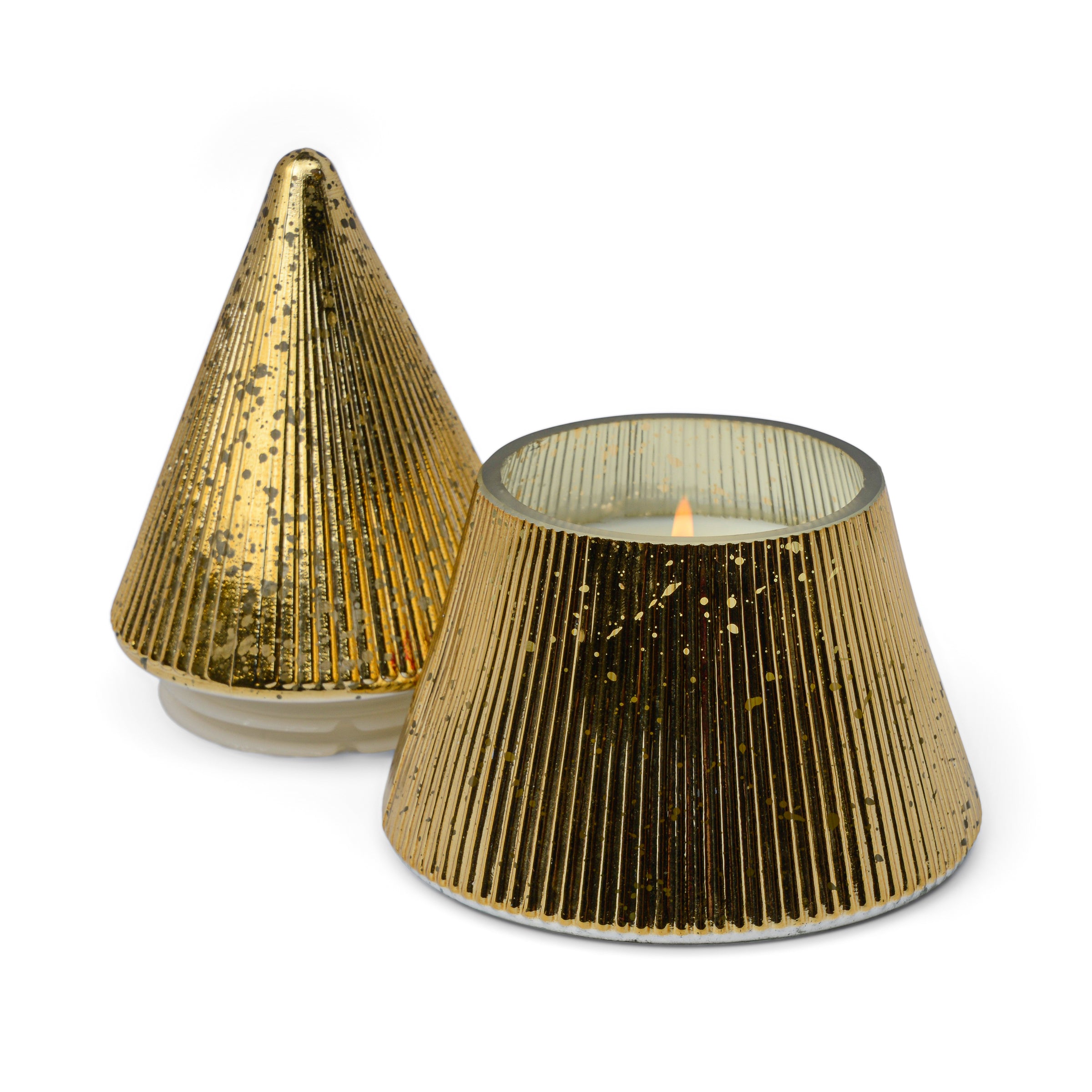 Gold Mercury Glass 7-oz Soy Wax Tree Candle. Cypress & Fir - Image 2