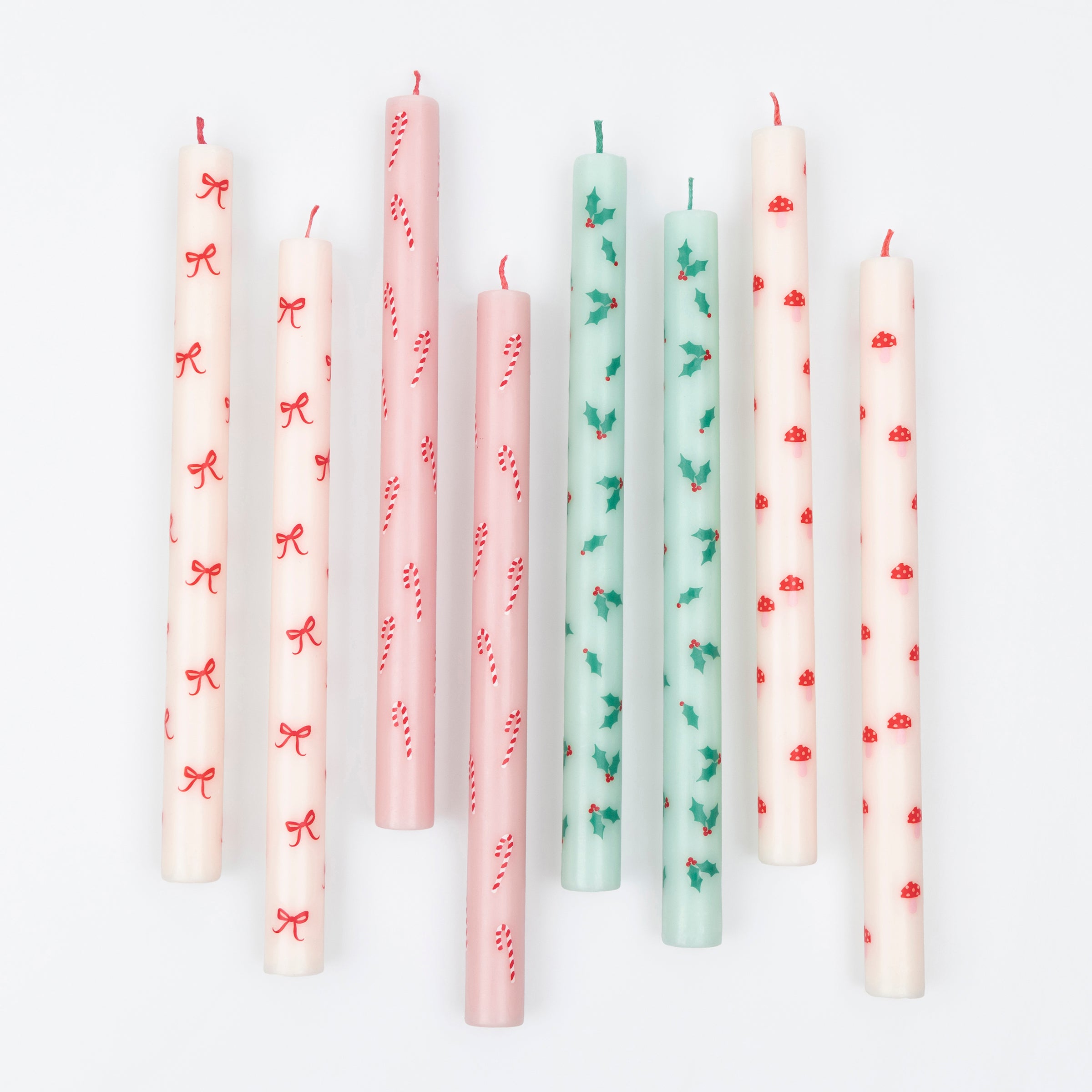 Festive Patterned Table Candles. Set of 8 - Image 3