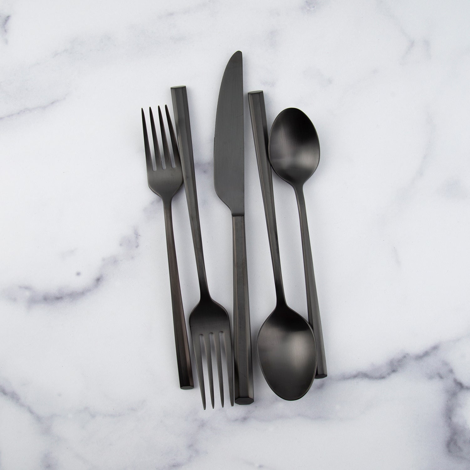Isobel Black Satin 20 Piece Flatware Set - Image 5